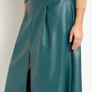 A-Line Faux leather skirt with pockets.